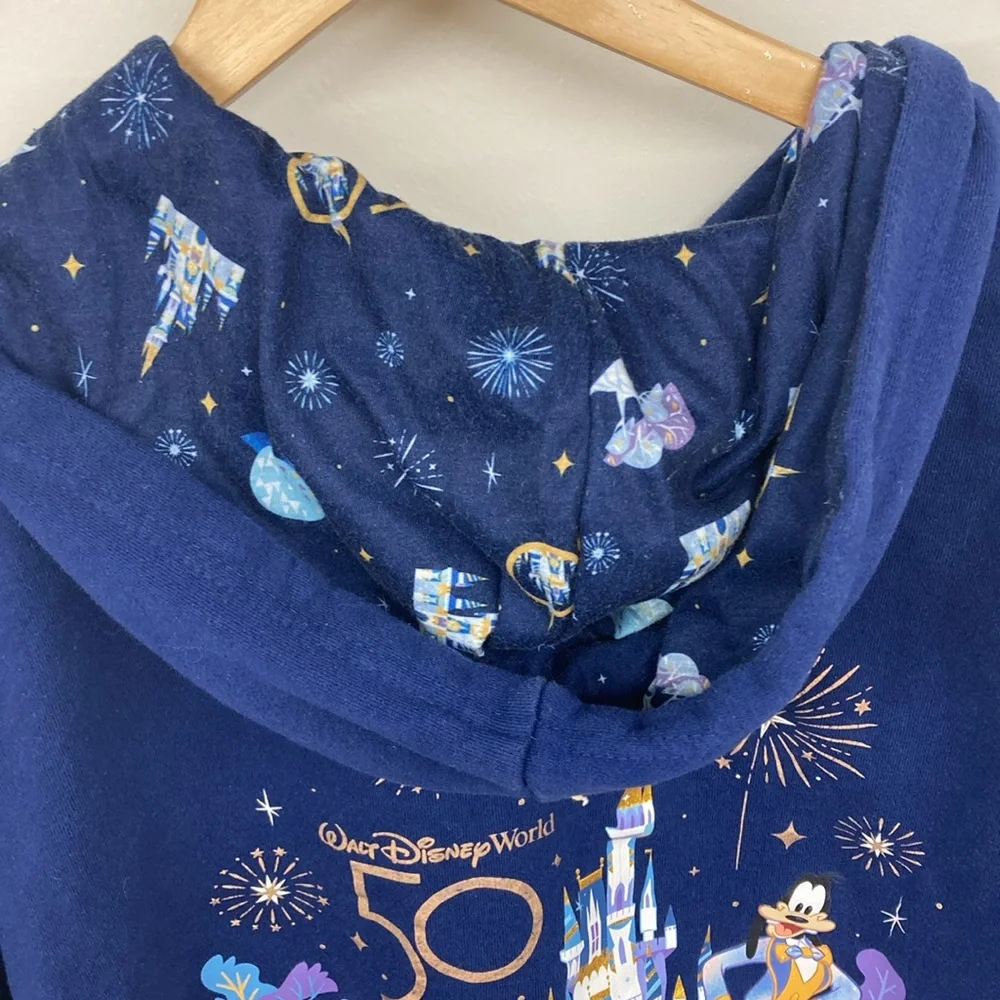 Disney World Blue Hoodie 50th Anniversary Sweatshirt Hoodie Zipper 3X Un… - Picture 8 of 14